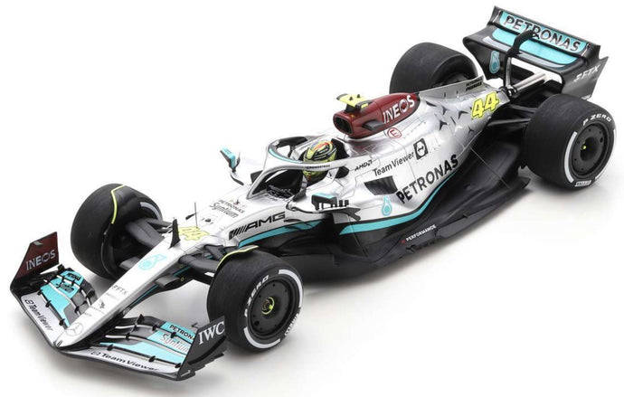 MERCEDES-AMG PETRONAS FORMULA ONE TEAM F1 W13 E PERFORMANCE #44 L. HAMILTON 300TH GP FRENCH GP 2022 sølv/turkis 1:18