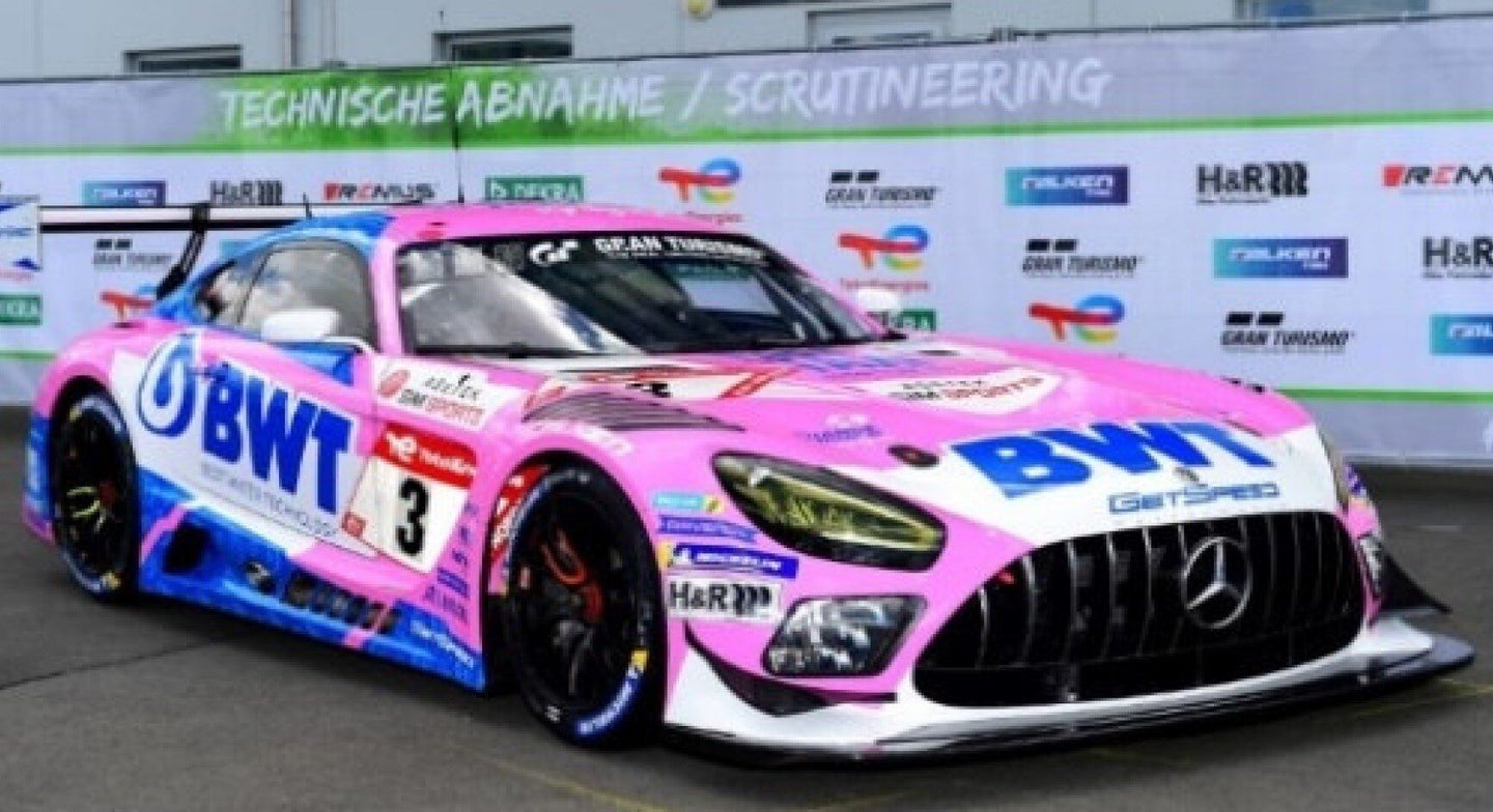 MERCEDES-AMG GT3 #3 CHRISTODOULOU/GOTZ/SCHILLER 2nd 24H NURBURGRING 2022 lyserød/hvid/blå 1:43