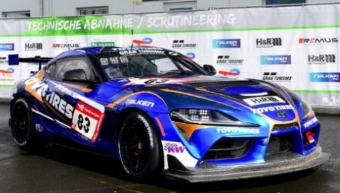 Toyota GR SUPRA GT4 #83 TISCHNER/GULDEN/TONGES 3rd SP 10 CLASS 24H NURBURGRING 2022 blå/sort/orange 1:43