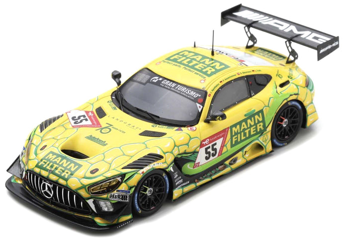 Mercedes Benz AMG GT3 #55 ASSENHEIMER/TREFZ/BAUMANN/APOTHELOZ 24H NURBURGRING 2022 gul/grøn 1:43