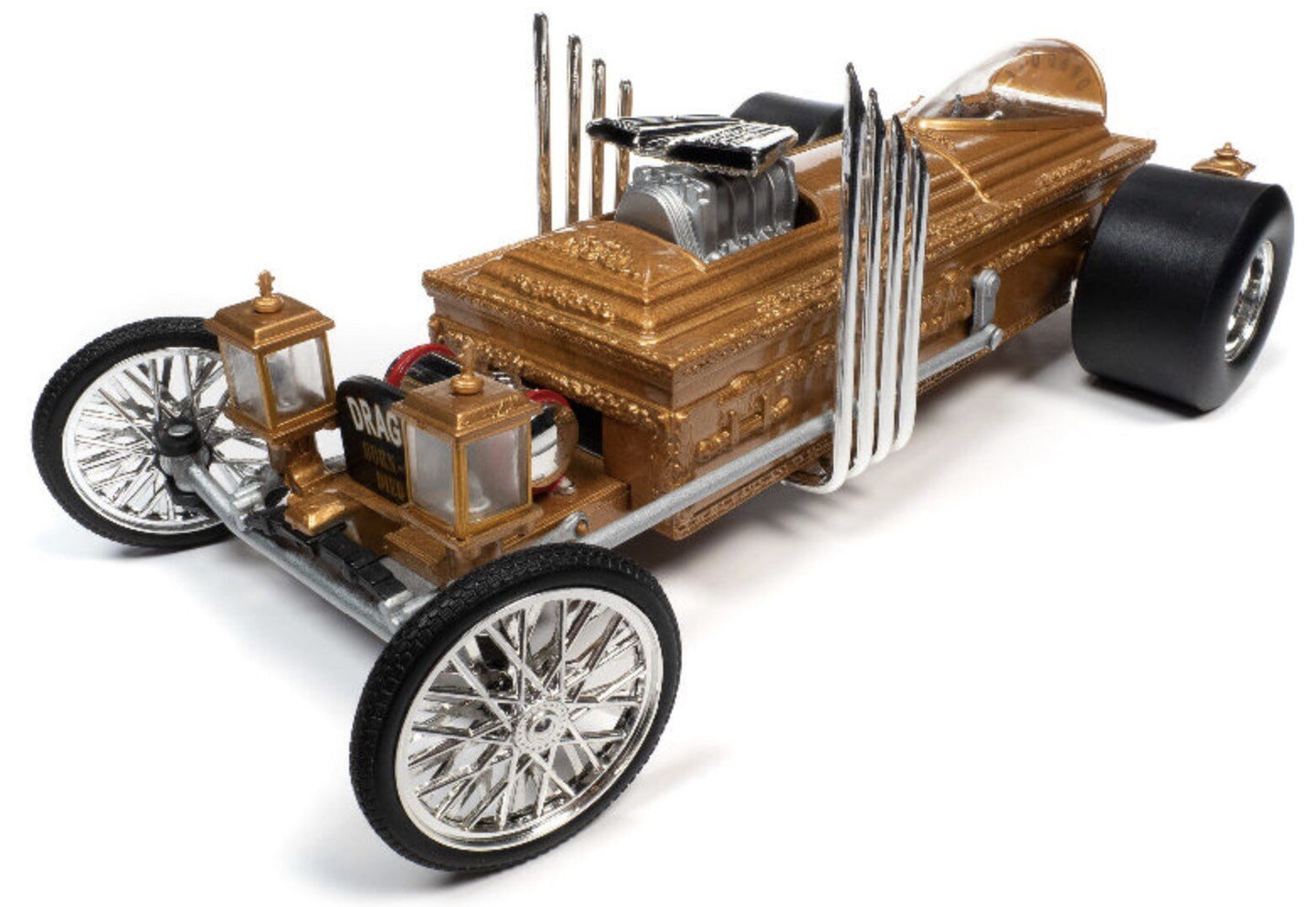 TV SERIES DRAGSTER THE MUNSTERS DRAGULA - DRACULA GOLD MET 1:18
