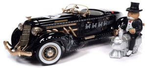 AUBURN 851 SPEEDSTER OPEN 1935 WITH Mr. MONOPOLY FIGURE BLACK GOLD 1:18