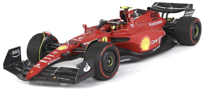 FERRARI F1-75 TEAM SCUDERIA FERRARI N 55 2nd BAHRAIN GP 2022 CARLOS SAINZ WITH SHOWCASE RED 1:18