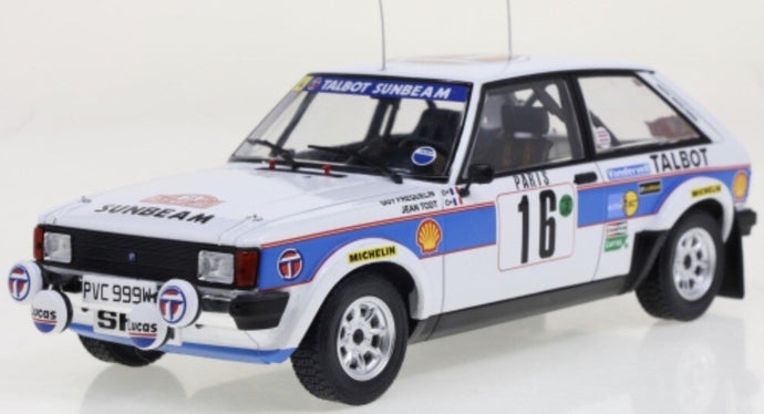 TALBOT SUNBEAM LOTUS (night version) N 16 RALLY MONTECARLO 1981 G.FREQUELIN - J.TODT WHITE LIGHT BLUE 1:24