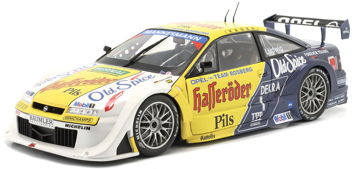 OPEL CALIBRA V6 4X4 TEAM ROSBERG N 1 WINNER RACE 1+2 HOCKENHEIM DTM ITC 1995 KLAUS LUDWIG YELLOW BLUE WHITE 1:18