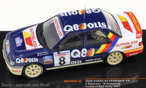 Ford SIERRA RS COSWORTH #8 DELECOUR/GRATALOUP RALLYE RAC LOMBARD 1991 blå/hvid/rød 1:43