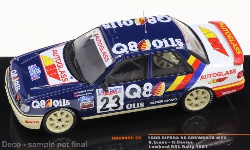 FORD ENGLAND SIERRA RS COSWORTH N 23 RALLY RAC LOMBARD 1991 G.EVANS - H.DAVIES BLUE WHITE 1:43