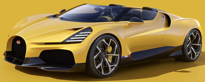 BUGATTI MISTRAL W16 2023 WITH SHOWCASE YELLOW 1:18