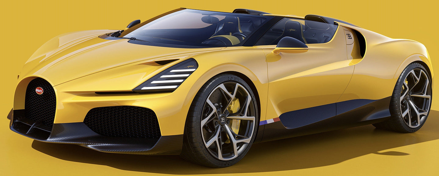 BUGATTI MISTRAL W16 2023 WITH SHOWCASE YELLOW 1:18