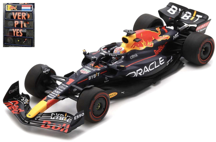 RED BULL F1 RB18 TEAM ORACLE RED BULL RACING N 1 WINNER DUTCH GP WORLD CHAMPION 2022 - 30th VICTORY MAX VERSTAPPEN MATT BLUE YELLOW RED 1:18