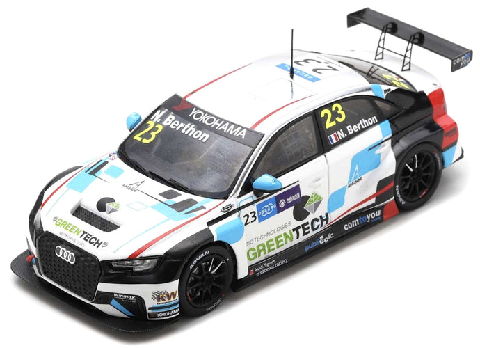 Audi RS 3 LMS #23 NATHANAEL BERTHON 7th RACE 2 WTCR MACUA GUIA RACE 2018 hvid/sort/blå 1:43