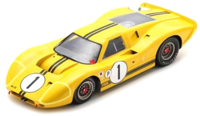 FORD USA GT40 MKIV 7.0L V8 TEAM FORD MOTOR COMPANY N 1 WINNER 12h SEBRING 1967 M.ANDRETTI - B.McLAREN WITH SHOWCASE - SPECIAL BOX YELLOW BLACK 1:18