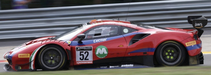 FERRARI 488 GT3 EVO 3.9L TURBO V8 TEAM AF CORSE N 52 WINNER PRO-AM CUP 24h SPA 2022 ANDREA BERTOLINI - STEFANO COSTANTINI - LOUIS MACHIELS - ALESSIO ROVERA RED BLUE BLACK 1:43