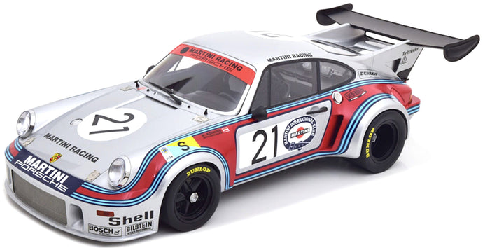 Porsche 911 CARRERA RSR 2.1 'MARTINI' #21 SCHURTI/KOINIGG 24H LE MANS 1974 sølv/rød/blå 1:12
