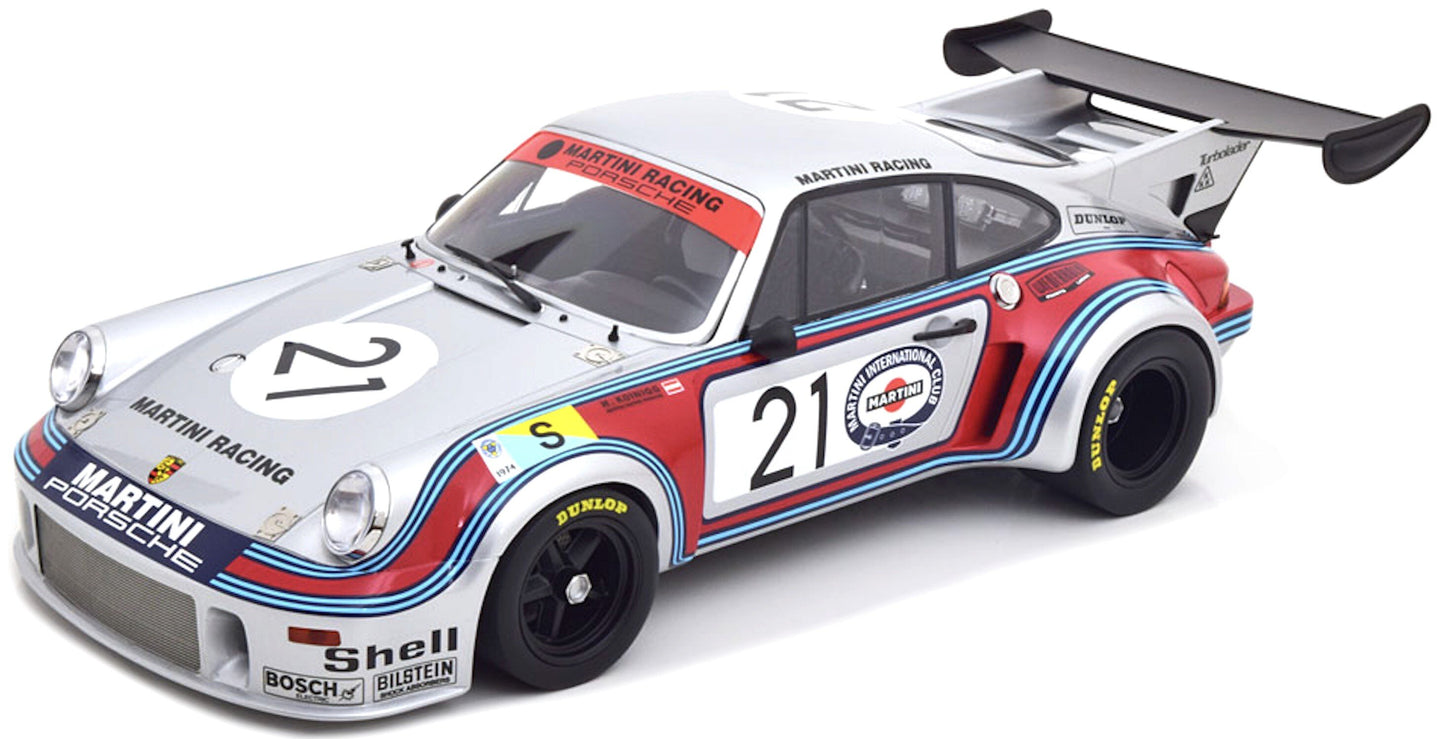 Porsche 911 CARRERA RSR 2.1 'MARTINI' #21 SCHURTI/KOINIGG 24H LE MANS 1974 sølv/rød/blå 1:12