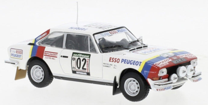 Peugeot 504 COUPE V6 #2 NICOLAS/GAMET RALLY WM COTE D IVOIRE 1978 hvid/rød/blå 1:43