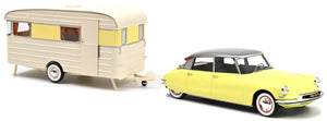 Citroen DS 19 1960 & CARAVAN DIGUE PANORAMIC gul/grå 1:18