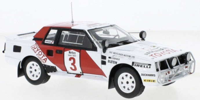 Toyota CELICA TWIMCAM TURBO (TA64) #3 WALDEGARD/THORSZELIUS SAFARI RALLY 1985 hvid/rød 1:24
