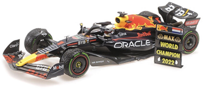 RED BULL F1 RB18 TEAM ORACLE RED BULL RACING N 1 WORLD CHAMPION WINNER JAPAN GP WITH PIT BOARD 2022 MAX VERSTAPPEN MATT BLUE YELLOW RED 1:18