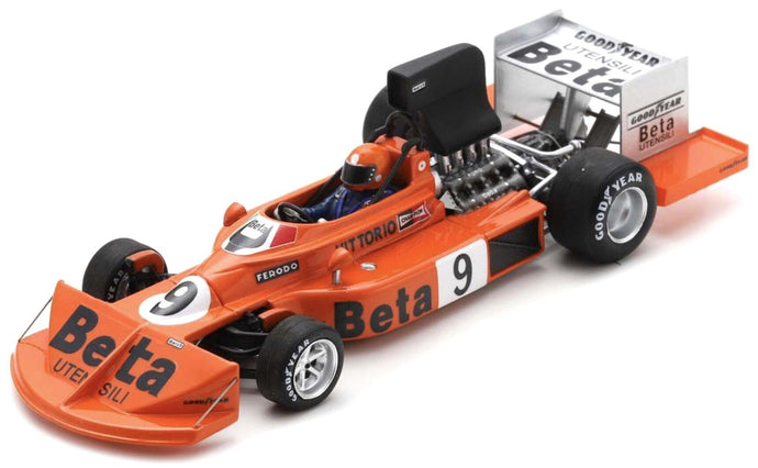 March 751 #9 VITTORIO BRAMBILLA BRITISH GP 1975 orange/sølv/sort 1:43