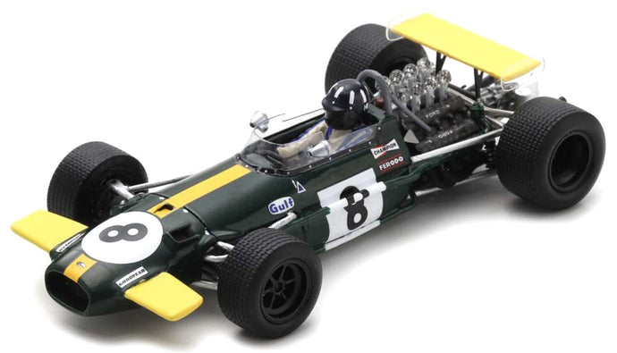 Brabham BT26A #8 GRAHAM HILL PRACTICE BRITISH GP 1969 mørk grøn/gul 1:43