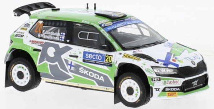 Skoda FABIA RALLY2 EVO #20 LINDHOLM/HAMALAINEN WM RALLY FINLAND 2022 hvid/grøn/grå 1:43