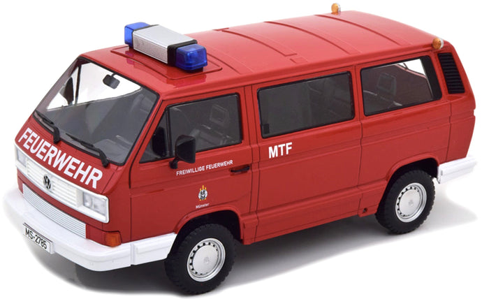 VW T3 BUS SYNCRO - FIRE ENGINE MUNSTER 1987 rød/hvid 1:18
