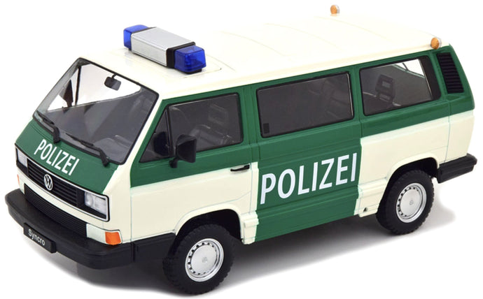 VOLKSWAGEN T3 MINIBUS SYNCRO POLIZEI 1987 GREEN WHITE 1:18