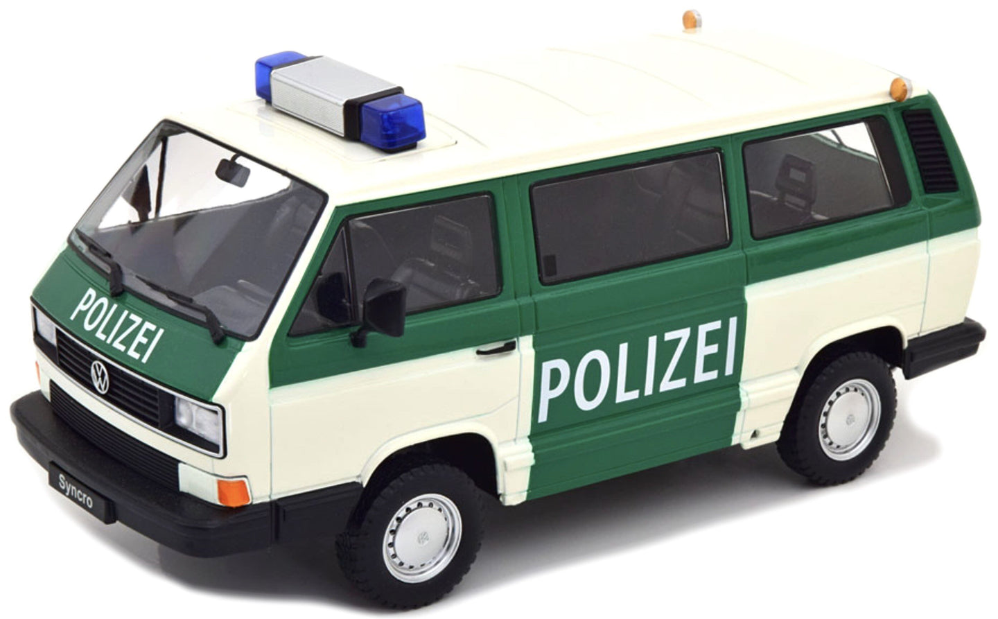 VOLKSWAGEN T3 MINIBUS SYNCRO POLIZEI 1987 GREEN WHITE 1:18
