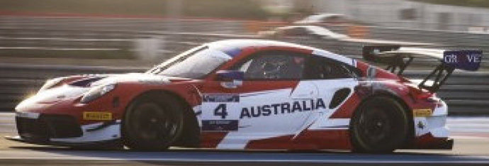 PORSCHE 991 911 GT3 R TEAM AUSTRALIA N 4 WINNER FIA MOTORSPORT GAMES GT SPRINT CUP PAUL RICHARD 2022 M.CAMPBELL RED WHITE 1:43
