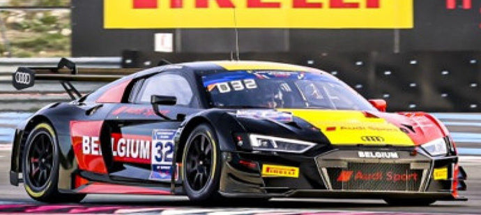 Audi R8 LMS GT3 #32 DRIES VANTHOOR 3rd FIA MOTORSPORT GAMES GT SPRINT CUP PAUL RICARD 2022 sort/rød/gul 1:43
