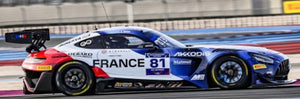 Mercedes Benz AMG GT3 #81 TRISTAN VAUTIER FIA MOTORSPORT GAMES GT SPRINT CUP PAUL RICARD 2022 blå/hvid/rød 1:43