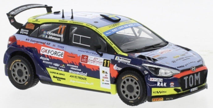 HYUNDAI i20 R5 N 11 RALLY POLEN 2022 T.KRISTENSSON - A.JOHANSSON LIGHT BLUE YELLOW RED BLACK 1:43