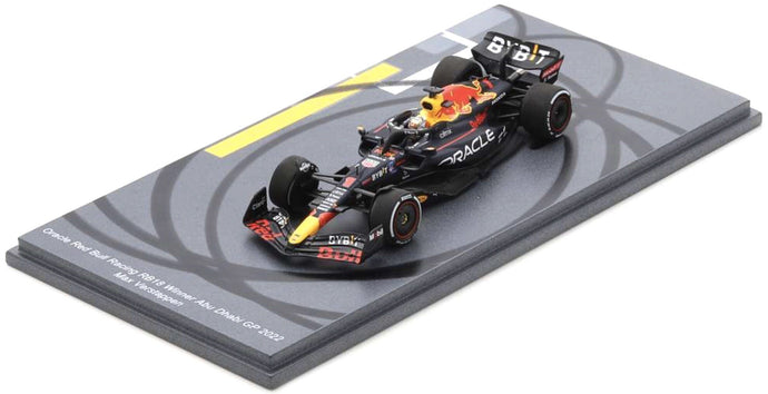 RED BULL F1 RB18 TEAM ORACLE RED BULL RACING N 1 WINNER ABU DHABI WORLD CHAMPION 2022 MAX VERSTAPPEN MATT BLUE YELLOW RED 1:43