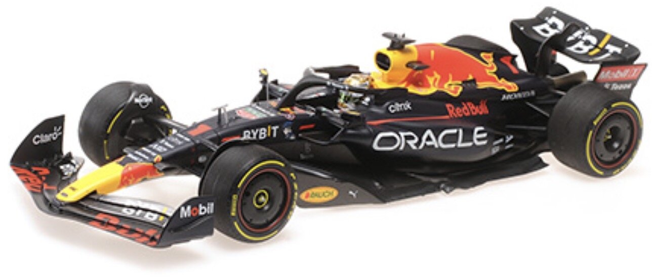 RED BULL F1 RB18 TEAM ORACLE RED BULL RACING N 1 WINNER ABU DHABI GP WORLD CHAMPION 2022 MAX VERSTAPPEN MATT BLUE YELLOW RED 1:18