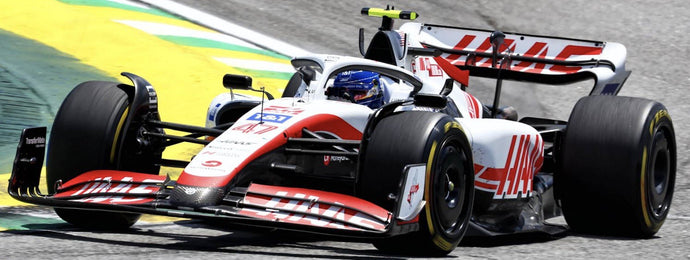 HAAS F1 VF-22 TEAM HAAS N 47 BRAZILIAN GP 2022 MICK SCHUMACHER WHITE BLACK RED 1:18