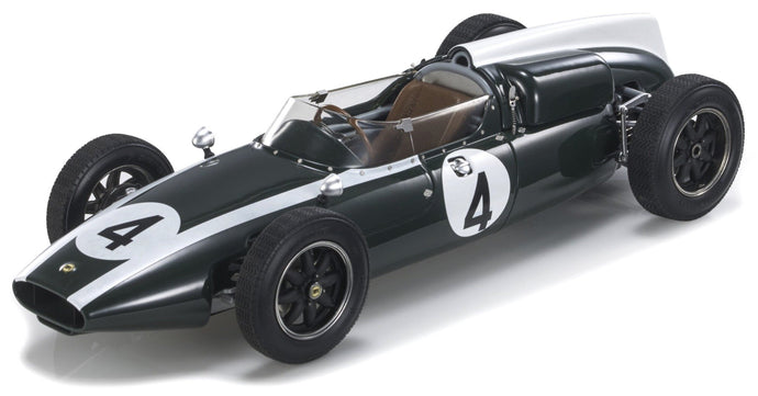 Cooper T53 #4 BRUCE McLAREN SECOND PLACE BELGIAN GP 1960 (openable engine) mørk grøn/hvid 1:18