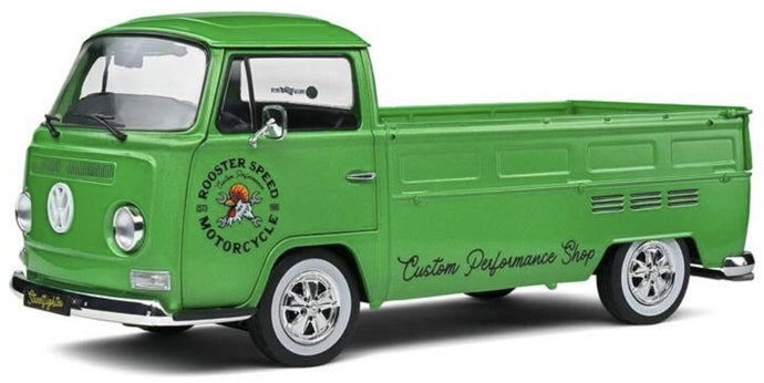 VW T2 PICK UP ROOSTER SPEED MOTORCYCLE CUSTOM 1968 GREEN 1:18