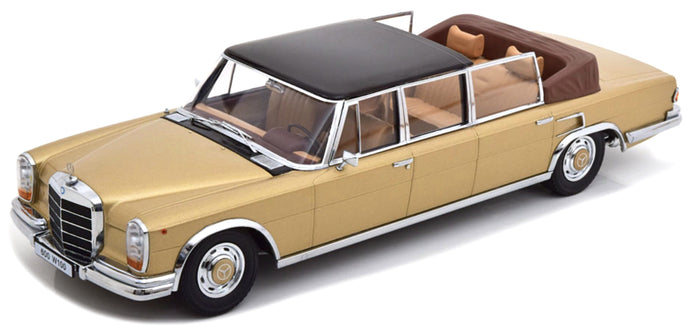MERCEDES BENZ S-CLASS 600 PULLMAN (W100) LANDAULET SEMICONVERTIBLE 1964 GOLD MET BLACK 1:18