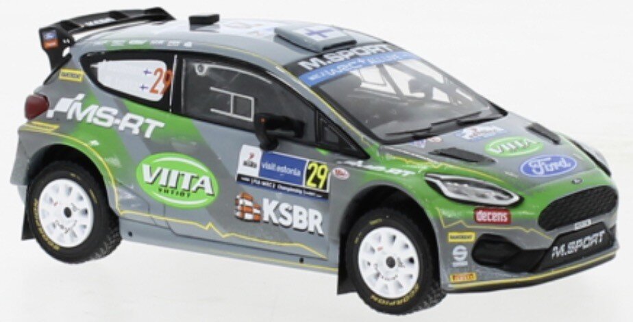 Ford FIESTA R5 RALLY2 #29 HUTTUNEN/LUKKA WRC RALLY ESTLAND 2022 grå/grøn 1:43