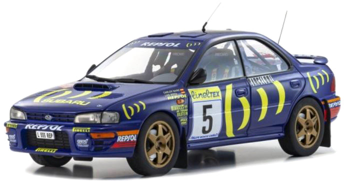 SUBARU IMPREZA 555 REPSOL N 5 WINNER RALLY MONTECARLO 1995 C.SAINZ - L.MOYA BLUE YELLOW 1:18