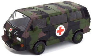 VOLKSWAGEN T3 MINIBUS GERMAN ARMY AMBULANCE 1987 MILTARY CAMOUFLAGE 1:18