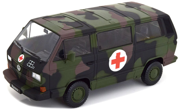 VOLKSWAGEN T3 MINIBUS GERMAN ARMY AMBULANCE 1987 MILTARY CAMOUFLAGE 1:18
