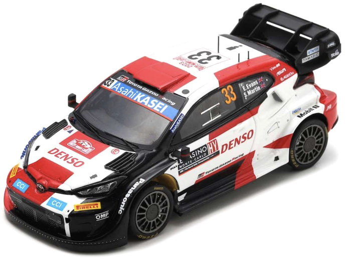 TOYOTA YARIS GR HYBRID RALLY1 TEAM TOYOTA GAZOO RACING WRT N 33 4th RALLY MONTECARLO 2023 E.EVANS - S.MARTIN WHITE RED BLACK 1:43