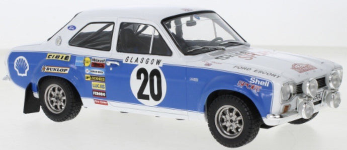 Ford ESCORT MK I RS 1600 #20 MIKKOLA/PORTER RALLY MONTE CARLO 1973 hvid/blå 1:18