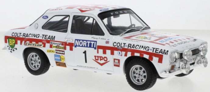 Ford ESCORT MK I RS 1600 #1 MAKINEN/LIDDON 1000 LAKES RALLY 1974 hvid/rød 1:18