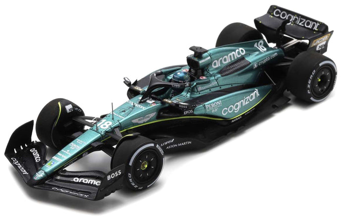 ASTON MARTIN ARAMCO COGNIZANT FORMULA ONE TEAM AMR23 #18 LANCE STROLL 6th BAHRAIN GP 2023 grøn/sort/gul 1:43