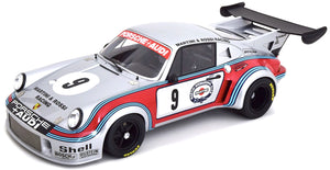 PORSCHE 911 930 CARRERA RSR TURBO 2.1L TEAM MARTINI & ROSSI RACING N 9 2nd 6h WATKINS GLEN 1974 G.V.LENNEP - H.MULLER SILVER RED BLUE 1:12