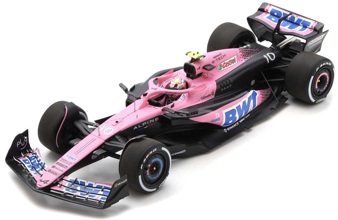 BWT Racing ALPINE A523 #10 PIERRE GASLY 9th BAHRAIN GP 2023 lyserød/sort 1:18