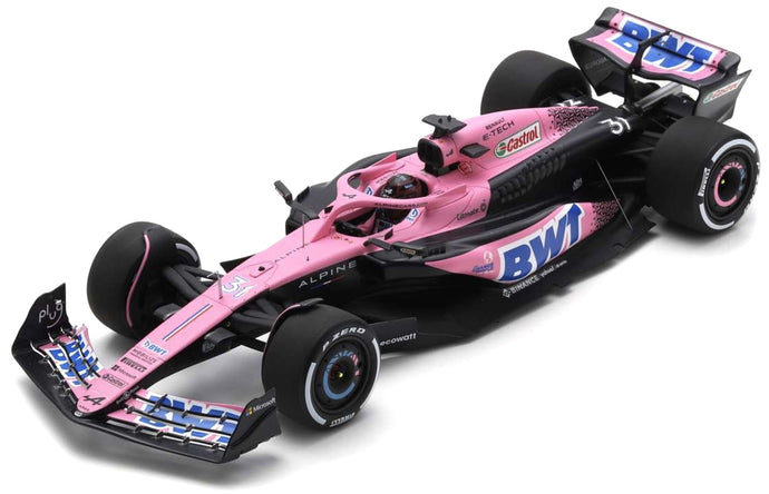 BWT Racing ALPINE A523 #31 ESTEBAN OCON 8th SAUDI ARABIAN GP 2023 lyserød/sort/blå 1:18